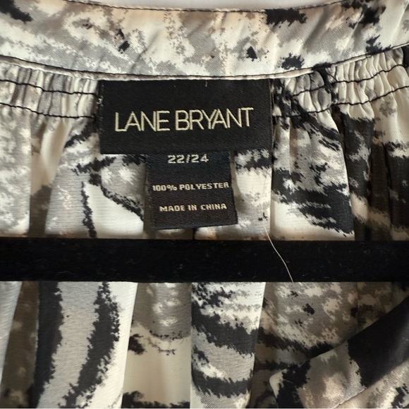 Lane Bryant Top Womens 22 24 Popover Lightweight Long Puff Sleeve Black Gray - Picture 8 of 15